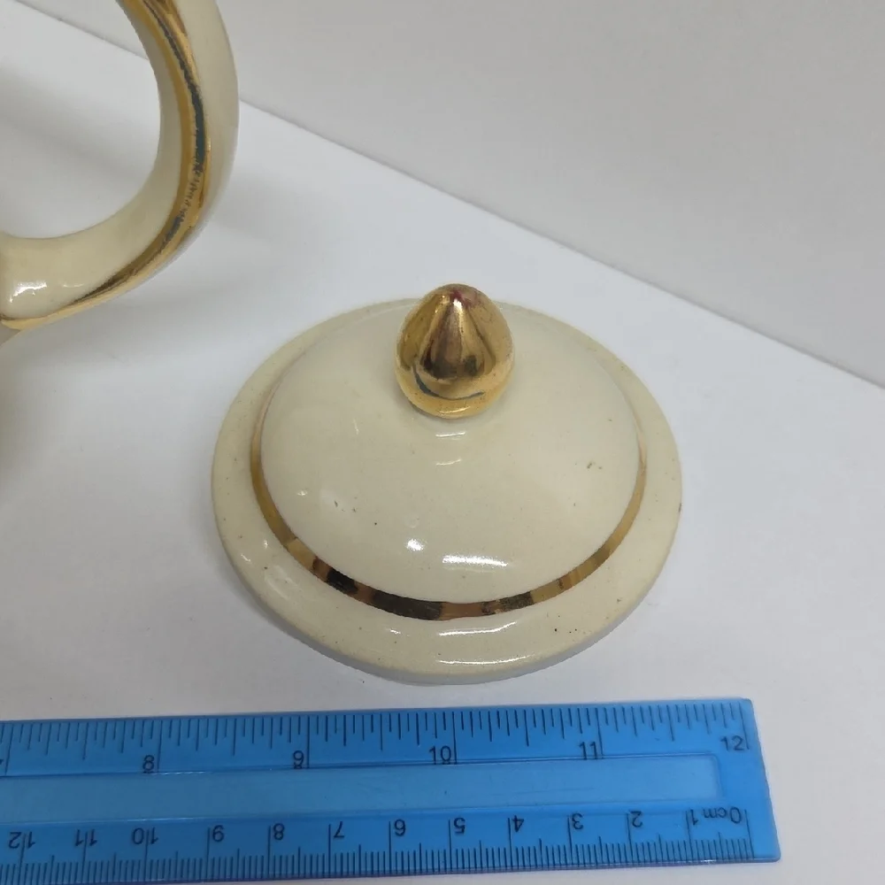 Floral Cream Teapot with Gold Accents